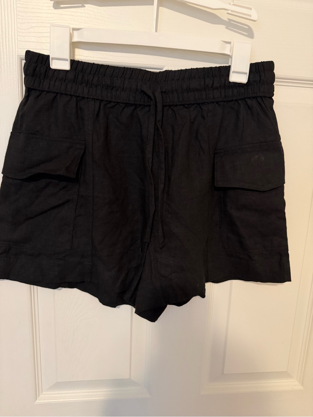 Women's Black Cargo Drawstring Shorts
